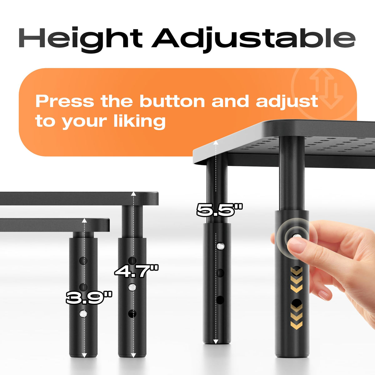 Canyora Computer Monitor Stand Riser for Desk, 3 Height Adjustable PC Laptop TV Desktop Monitor Stand Shelf, Metal Short Printer Table, Stand Riser for Desk, Office Desk Organizers and Accessories 🍁 All In One Marketplace Canada