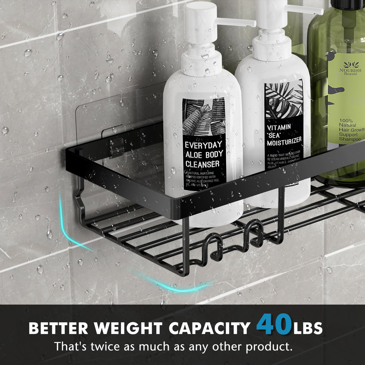 Moforoco Shower Caddy Shelf Organizer Rack, Self Adhesive Black Bathroom Shelves Basket, Home Farmhouse Wall Inside Organization and Storage Decor Rv Accessories, First Camper Apartment Essentials 🍁 All In One Marketplace Canada