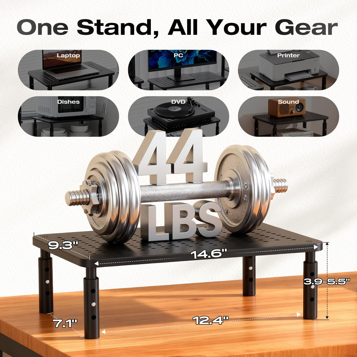 Canyora Computer Monitor Stand Riser for Desk, 3 Height Adjustable PC Laptop TV Desktop Monitor Stand Shelf, Metal Short Printer Table, Stand Riser for Desk, Office Desk Organizers and Accessories 🍁 All In One Marketplace Canada