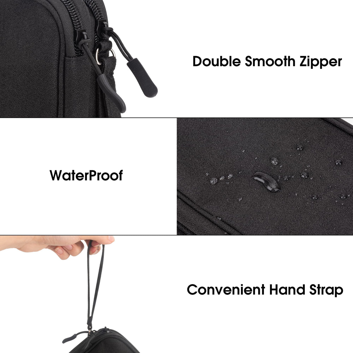 Arae Electronic Organizer, Travel Cable Organizer, Double Layers Portable Waterproof Pouch, Electronic Accessories Storage Case for Cable, Cord, Charger, Phone, Earphone (Black, M) 🍁 All In One Marketplace Canada