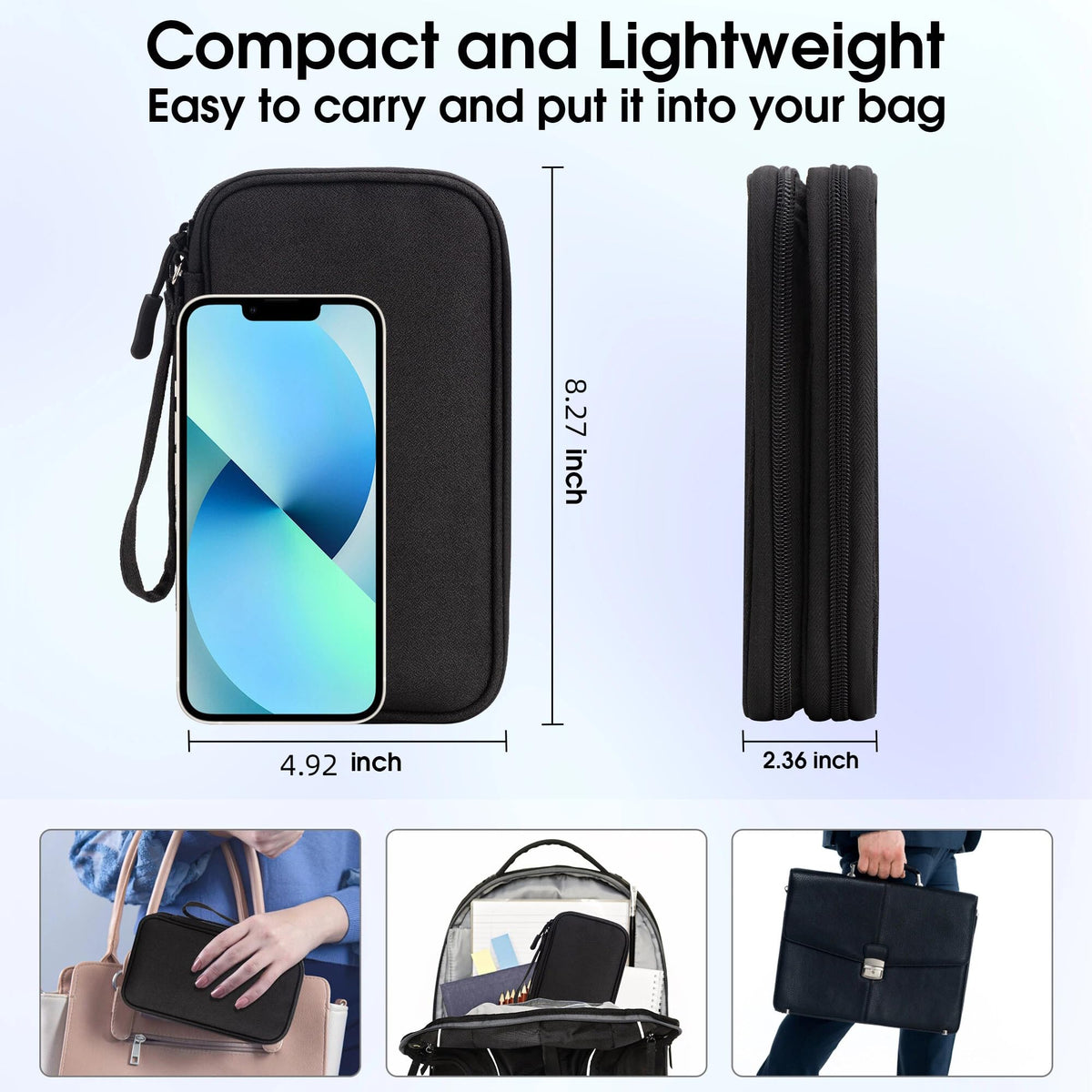 Arae Electronic Organizer, Travel Cable Organizer, Double Layers Portable Waterproof Pouch, Electronic Accessories Storage Case for Cable, Cord, Charger, Phone, Earphone (Black, M) 🍁 All In One Marketplace Canada