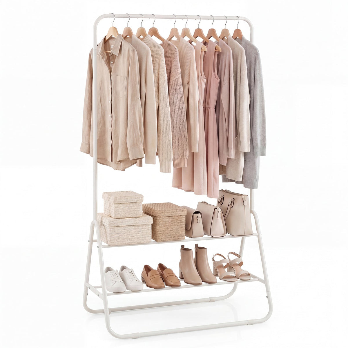 Renewli Heavy-Duty Clothes Rack with Storage Shelves