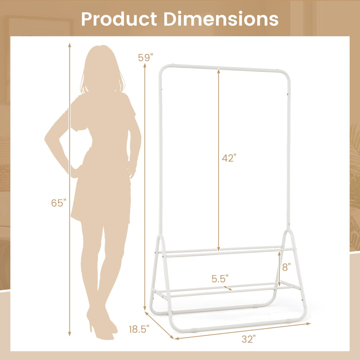 Renewli Heavy-Duty Clothes Rack with Storage Shelves